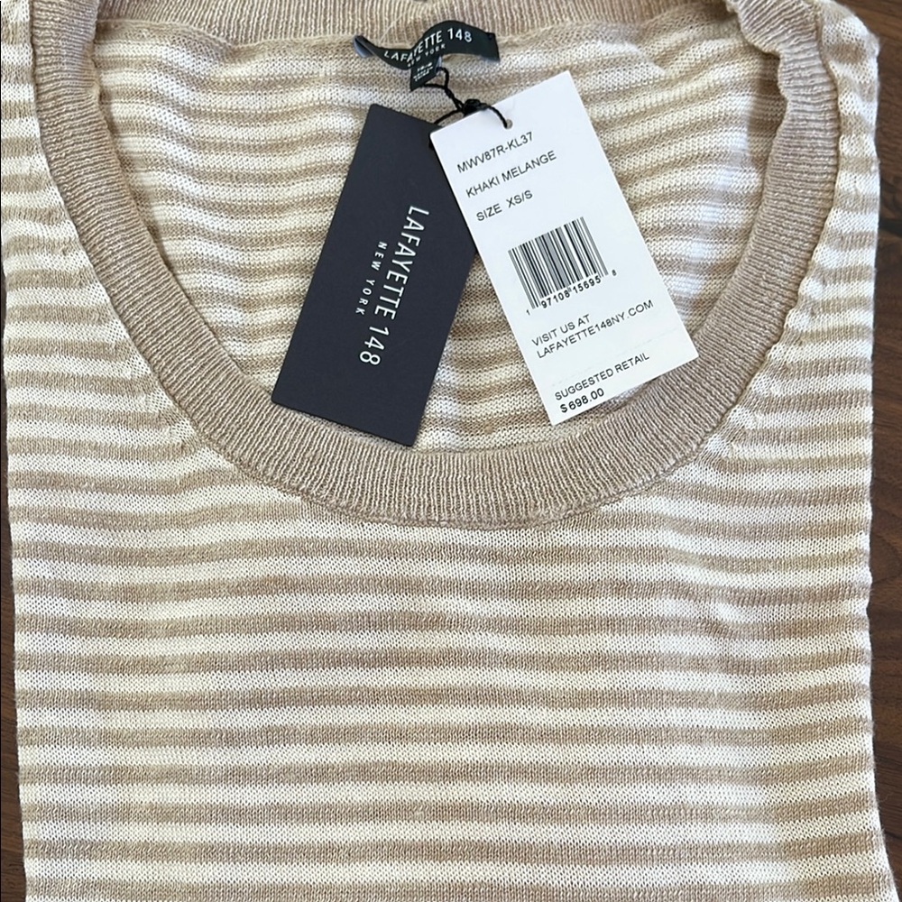 Lafayette 148 New York Tan Crew Neck Sweater
